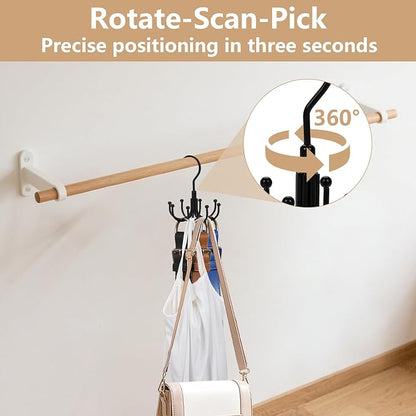 Belt Hanger 2 Pack 360° Rotatable Closet Organizer for Ties, Belts, Scarves, Hats Space-Saving Multi-Purpose Storage Hooks with Durable Design