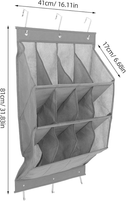 GLEAVI Foldable Over-the-door Shoe Organizer 12-grid Hanging Shoe Rack Breathable Mesh Storage for Apartment Closet Narrow Door Holder