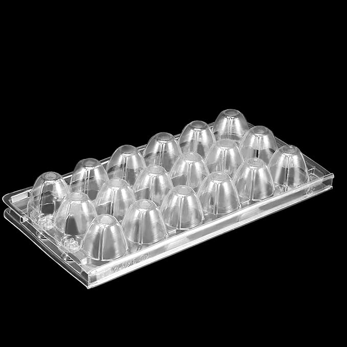 JAPCHET 100 Pack Stackable Plastic Egg Cartons - Reusable, Cheap Bulk, 18 Grid, Quail Egg Container