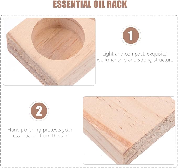 EXCEART Essential Oil Display Stand 6 Slots Organizer Rack Wooden Shelf Compact Storage Holder for Essential Oil Bottles Perfume Nail Polish Desktop