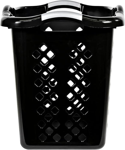 2 bushel laundry baskets with silver handles, black, 2-pack