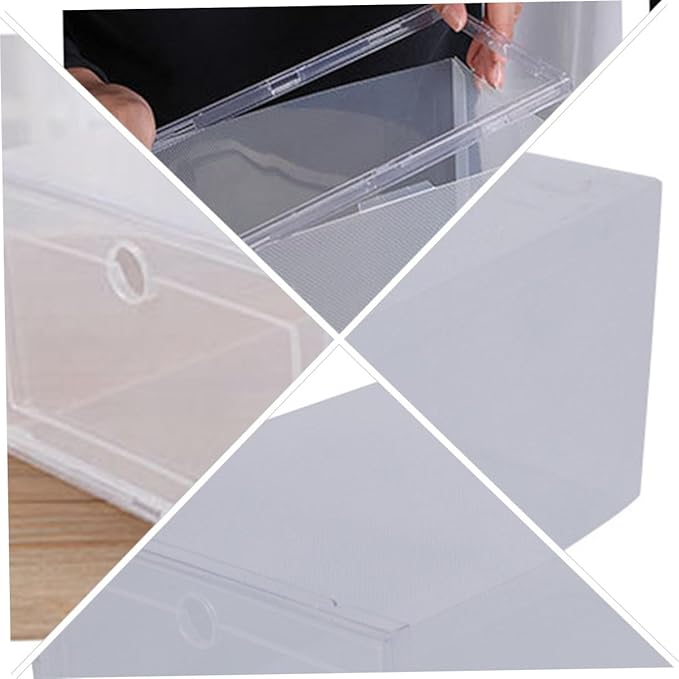 6pcs Transparent Clamshell-type Plastic Shoe Storage Box Organizer with Capacity for Easy Access Reinforced Design for Sneakers and Boots