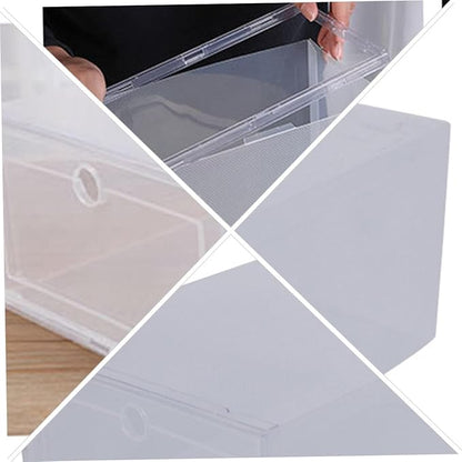6pcs Transparent Clamshell-type Plastic Shoe Storage Box Organizer with Capacity for Easy Access Reinforced Design for Sneakers and Boots