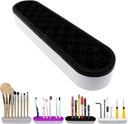 1Pcs Black Silicone Makeup Brush Holder Make Up Brush Holder Stand Makeup Brushes Storage for Painting Pen Brushes Nail Clippers Drill Pens Ruler Sewing Craft Tools