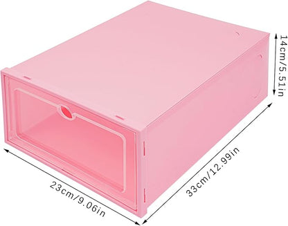 24 Pack Stackable Shoe Boxes with Clear Lids - Foldable Shoe Storage Organizer for Closet Cabinet, Color Options for Sneakers Flats Home Organization (Pink)