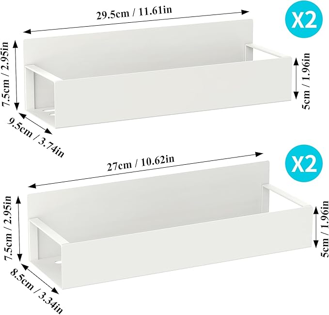 HuggieGems 4 Pack Magnetic Spice Storage Rack Organizer for Refrigerator and Oven, Cream White Fridge Organizers and Storage