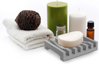 2Pcs Soap Dish Holder, Non-Slip Bathroom Accessories Silicone Soap Case Saver, Sink Deck Bathtub Shower Dish Soap Drainer, Silicone Holder for Soap, Sponges, Scrubber (Grey)