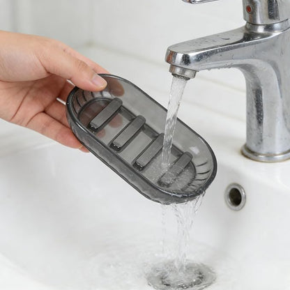 2 Pack Soap Dish Holder for Bar Soap, Bathroom Soap Dishes Bar Soap Holder Tray, Soap Dishes for Shower Bathroom, Kitchen Sink Soap Dish, Black