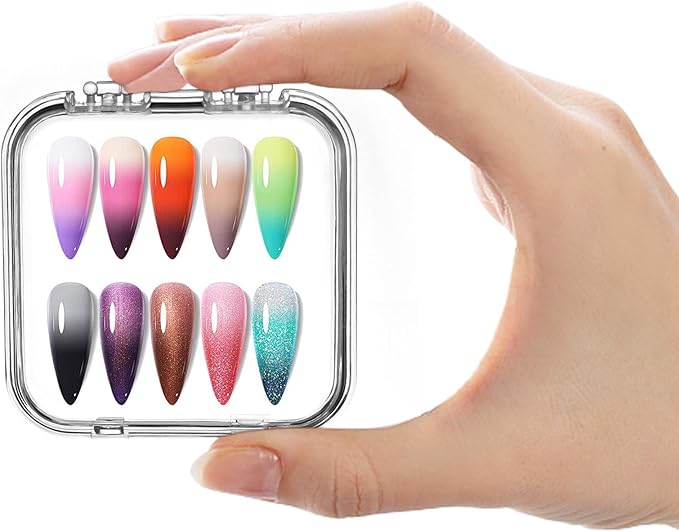 48 Sets Press On Nail Storage Box, Clear Artificial Nail Display Case Acrylic Nail Boxes Press On Nail Packaging Box, Adhesive Double Sided Tape Nail Box for Nail Salon