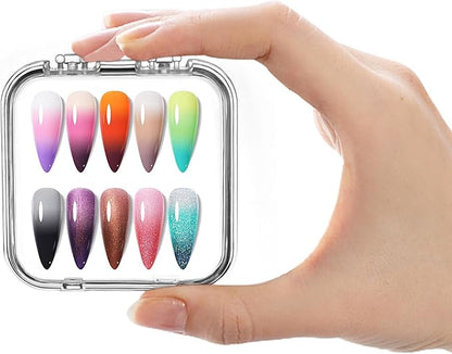 48 Sets Press On Nail Storage Box, Clear Artificial Nail Display Case Acrylic Nail Boxes Press On Nail Packaging Box, Adhesive Double Sided Tape Nail Box for Nail Salon