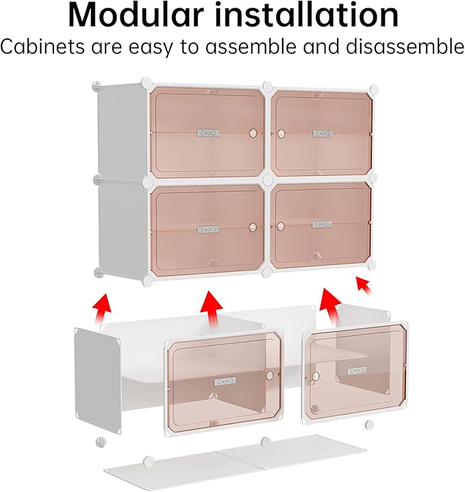 MAGINELS 6-Tier Shoe Rack,Expandable Plastic Shoe Cabinet. Shoe Storage with Door,Entryway, Closets, Hallway, and Bedroom.Accommodates Up to 24 Pairs of Shoes.Grey (6 Tier 24 Pairs（White）)