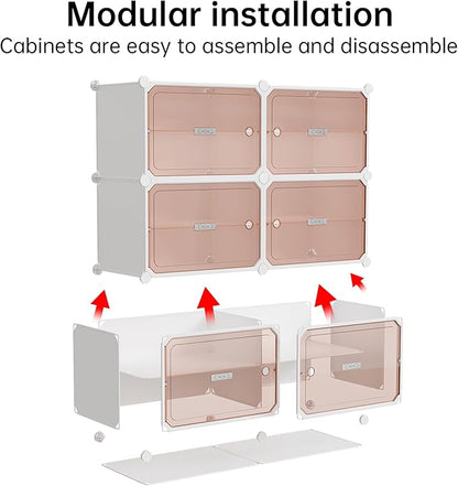 MAGINELS 6-Tier Shoe Rack,Expandable Plastic Shoe Cabinet. Shoe Storage with Door,Entryway, Closets, Hallway, and Bedroom.Accommodates Up to 24 Pairs of Shoes.Grey (6 Tier 24 Pairs（White）)