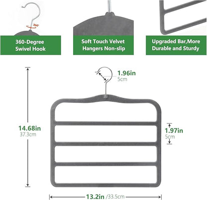 Closet Organizers and Storage,Pants Hangers Space Saving,Velvet Hanger for Organization and Storage,Dorm Room Essentials for College Students Girls,Home Organization Scarf Jeans Hangers-2 Pack