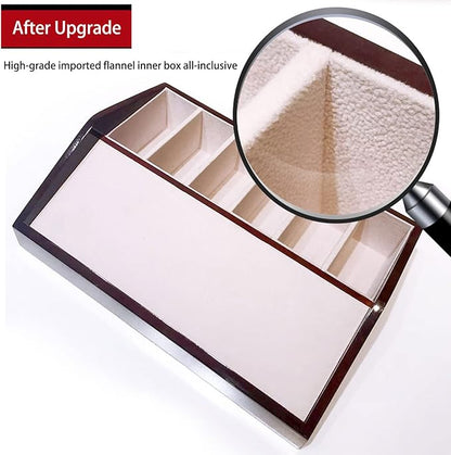 High-end Belt Storage Box,Tie Display Case, Lacquer Belt Display Rack Multi-Grid Wooden Grain Belt Box, Perfect etc