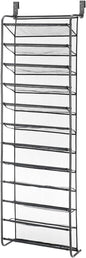 12 Tier Over-The-Door Shoe Organizer Rack - Holds 36 Pairs, Space-Saving Metal Storage for Closet, Bedroom - Durable Gray Shoe Shelf for Men & Women