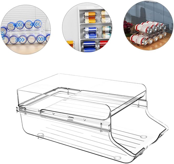 MAGICLULU Double Beverage Storage Box Drink Can Organizer for Fridge Canisters Soda Can Dispenser