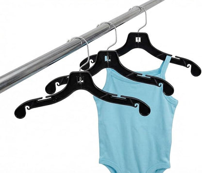 NAHANCO Children’s Plastic Shirt Hangers, Super Heavy Weight - 12" Black with Chrome Hook (Pack of 100), Made in USA