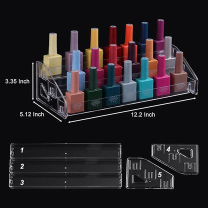 SUTOKAKA Nail Polish Display Organizer Clear Acrylic Eyeglasses Holder Essential Oil Storage Rack Makeup Stand Tray (3 Layer)