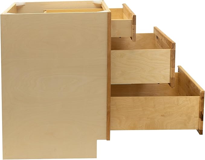 Quicklock RTA (Ready-to-Assemble) | Base Kitchen Cabinets - Shaker Style | Made in America (Rustic Hickory, 24" W x 34.5" H x 24" D 3 Drawer Pots and Pans)