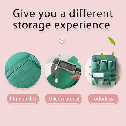 Hanging Organizer with Pockets – Wall & Door Storage Bag with 3 Sticky Hooks – Hanging Storage Organizer for Bathroom, Bedroom, Closet, Dorm, Washing Table (3Layer, Green)