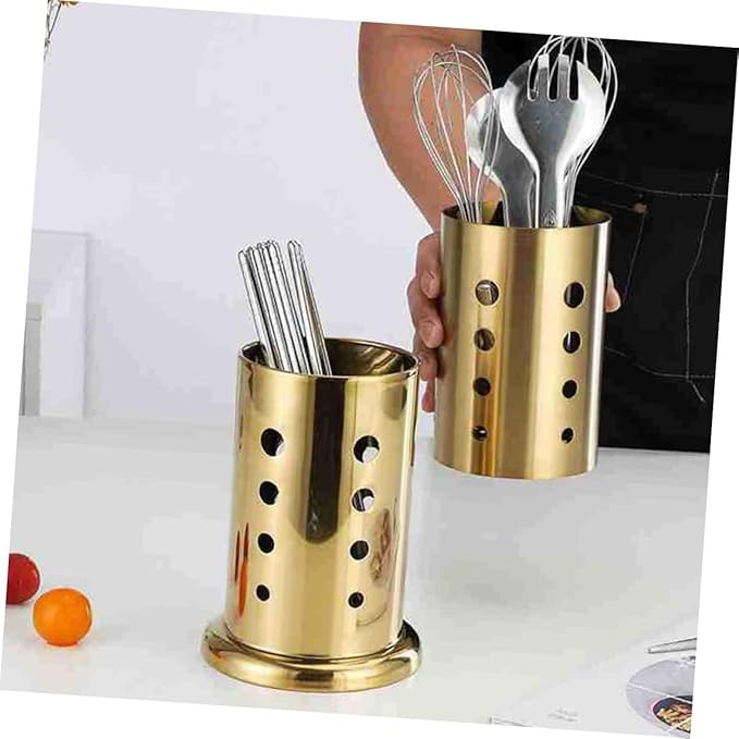 PRETYZOOM 2pcs Stainless Steel Chopsticks Holder Versatile Utensil Organizer for -saving Design for Chopsticks Forks and Spoons Gold Base
