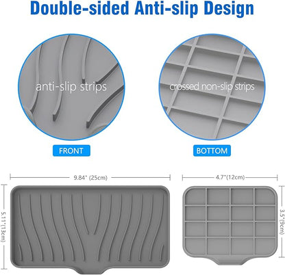 3-Pack Silicone Soap Dish, Sponge Holder for Sink, Kitchen Soap Tray, Bathroom Soap Holder, Sponge Tray with Drain (Grey)