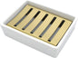 Ceramic Soap Dish Gold Stainless Steel Soap Holder for Shower and Bathroom Double Layer Draining Soap Box