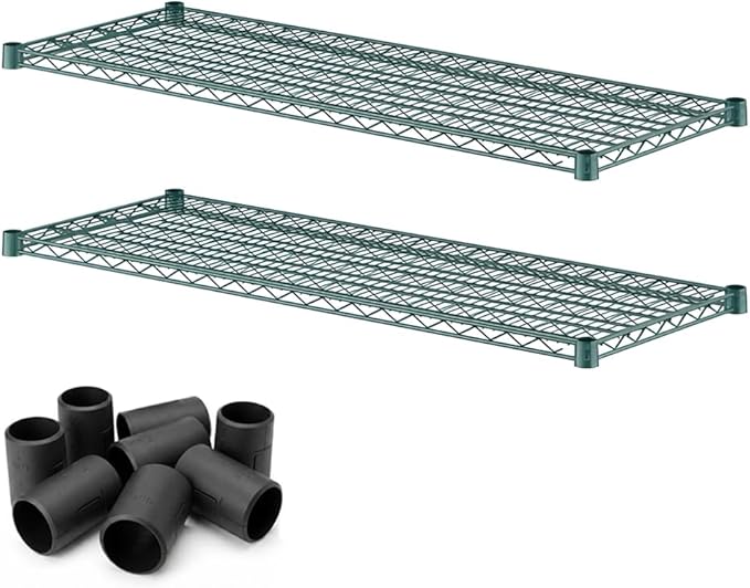 2 Pack Green Additional Wire Shelf for 18" x 48" Shelving Units, Replacement Shelves for Wire Rack