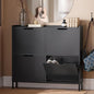 Haotian Ultra Thin Shoe Cabinet with 4 Flip-Drawers, Narrow Shoe Rack, Slim Shoe Storage Organiazer Entryway, Black, FSR100-W, 7.5" D x 39.4" W x 35.6" H
