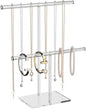 Acrylic Jewelry Necklace Organizer Holder for Women, Bracelet Display Stand for Vendors, Clear Storage Hanger for Small Necklace, Jewelry Hanging Tree Stand for Selling (2 Tier)