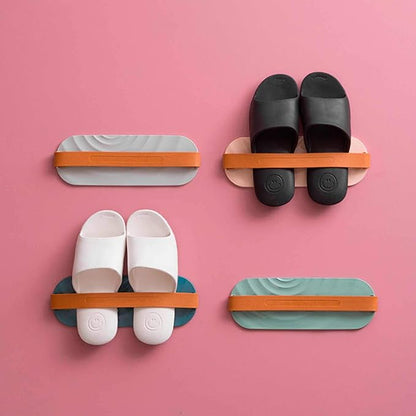 Wall Mounted Slipper Holder, Wall Mounted Shoes Rack Slipper Holder, Storage Organizer Hanging Drainage Shelf for Bathroom (Green)