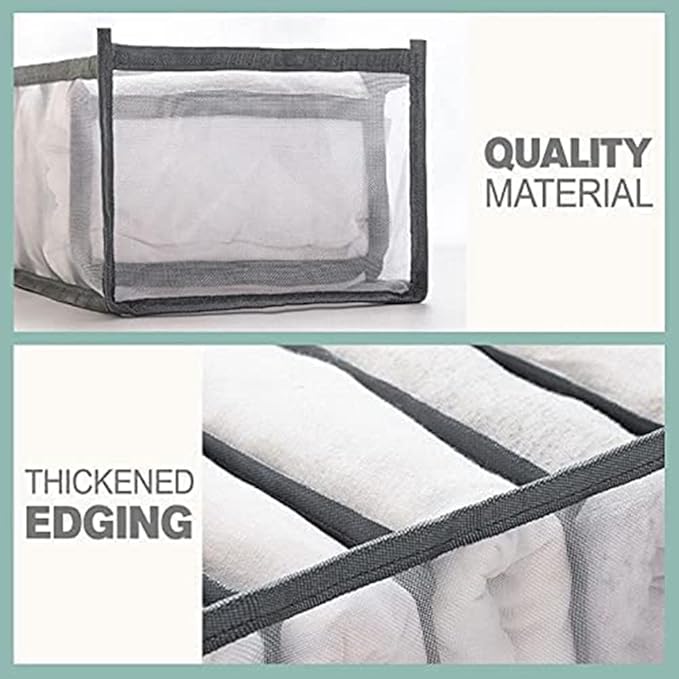1PC/3PCS Wardrobe Clothes Organizer and Storage Grid For Jeans Drawers and Pants (Gray,For Leggings/7 Grids/Large)