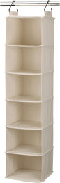 Household Essentials Cedarline 6-Shelf Hanging Closet Organizer, Heavy-Duty Cotton Canvas, Breathable, Versatile, Compact, Perfect for Rod or Wire Closets, Natural