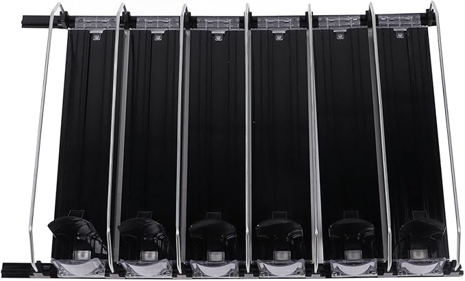 Self Pushing Can Organizer: Adjustable Width Space Saving Can Organizer for Fridge, Easy to Use, Black Self Pushing Soda Dispenser (38cm)