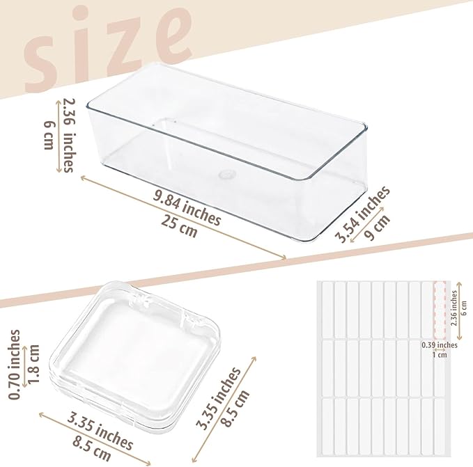 Clear Press On Nail Storage Containers 12-Pack Stackable Cases, Press Ons Nail Packaging Organizer Case, Acrylic Tips and Fake Nails Display Box for Travel and Salon Use (Clear 06)