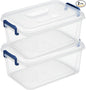 Tribello Plastic Storage Bins with Lids, Clear Stackable Storage Containers - 9.5 Qt - 2 Pack