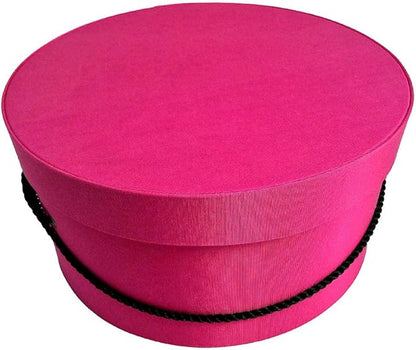 Sarah's Hat Boxes Classic Cerise Hat Box – 16.75" x 8.5" (Dia. x Ht.) Handmade in USA – Odorless Non-Toxic Adhesive, Cording Handle – Premium Storage for Hats & Accessories