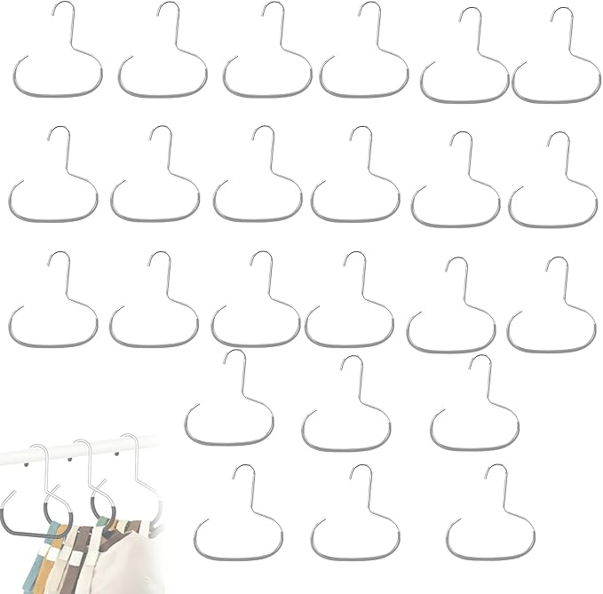 Durable Steel Hangers: Maximize Closet Space with Versatile Storage, Stainless Steel Hat Hangers for Closet, Hat Rack Hats Holder for Baseball Caps, Scarf and Hats Organizer (Gray,24 PCS)