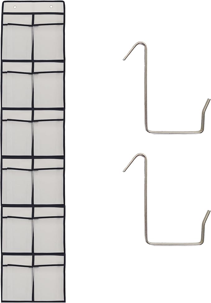 White Over Door Shoe Organizer, 12 Large Pockets Hanging Storage for Closet Organization, Space Saving Shoe Rack and Accessory Holder