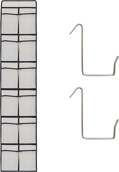 White Over Door Shoe Organizer, 12 Large Pockets Hanging Storage for Closet Organization, Space Saving Shoe Rack and Accessory Holder