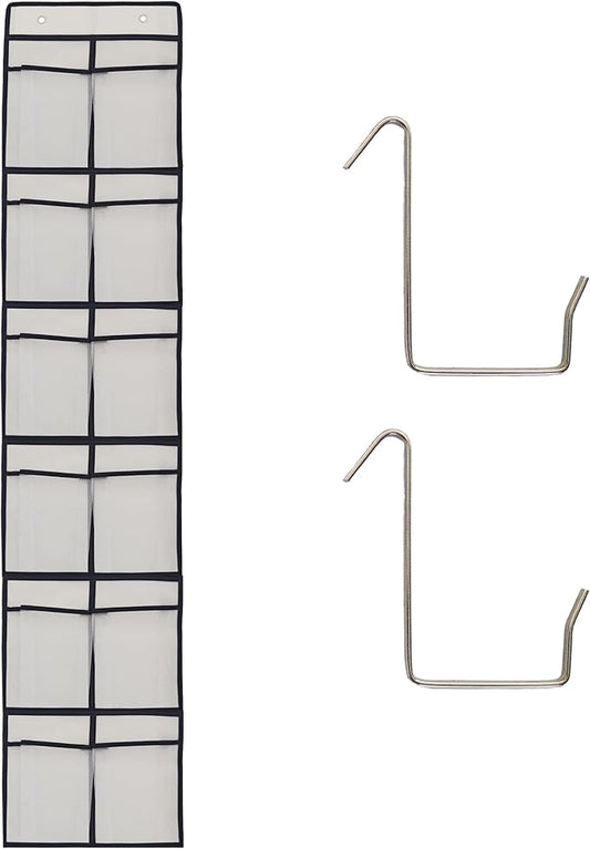 White Over Door Shoe Organizer, 12 Large Pockets Hanging Storage for Closet Organization, Space Saving Shoe Rack and Accessory Holder