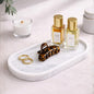 White Marble Oval Bathroom Vanity Tray – 12”x6” Marble Tray for Countertop, Perfume & Jewelry Display | Solid 2cm Thick Stone Tray