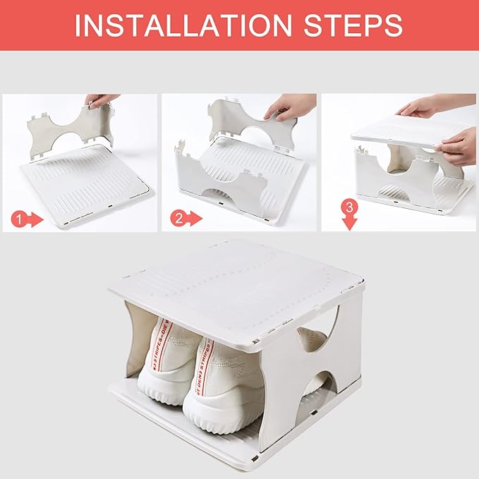 6-Tier Shoe Rack,Stackable Shoe Storage Organizer for Bedroom Entryway, Adjustable Shoe Rack,Shoe Slots Organizer Shelf, Easy Clean Shoe Tower Rack,White