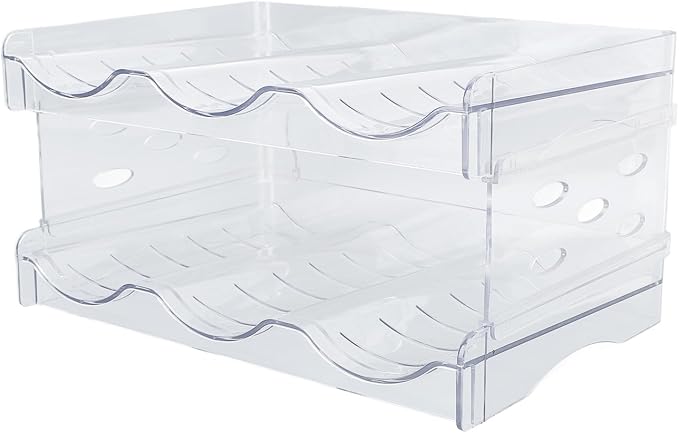 Pilipane Stackable Water Bottle Organizer Double Layer Transparent Plastic Desktop Cup Storage Rack for Kitchen Cabinet Space Saving Durable Stylish Functional (3 Bottles Per Shelf)