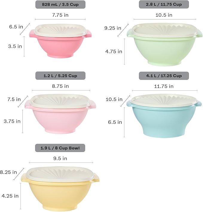 Tupperware Heritage Collection 36 Piece Food Storage Container Set in Vintage Colors- Dishwasher Safe & BPA Free - (18 containers + 18 lids)
