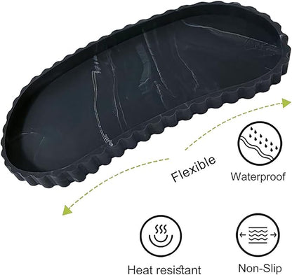 Silicone Bathroom Tray, Small Vanity Organizer, Rectangle Sink Caddy Sponge Holder Kitchen Counter Decor for Dish Soap, Perfume, Candle (Black)