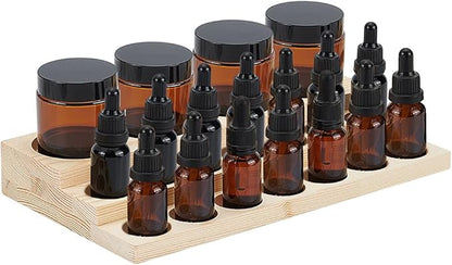 BENECREAT 3-Tier Essential Oil Display Stand, Wooden Essential Oil Organizer, Tabletop Storage Rack for 5-20ml Bottles, Nail Polish Compact Shelf, 6.7x11.8x2 inches