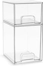 Sorbus Acrylic Storage Containers - 2 Pack, Stackable Storage Bins Set for Bathroom Organization - Clear Acrylic Drawer Organizers - Makeup Case Pull-Out Drawers (7.6’’ and 4.4’’ Tall)