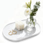 Pure Natural Marble Tray for Bathroom, Dresser, Sink. Cosmetics, toiletries, perfumes, Jewelry, Candles, etc. can be Placed (White Jade, 12" x 8" x 0.7")
