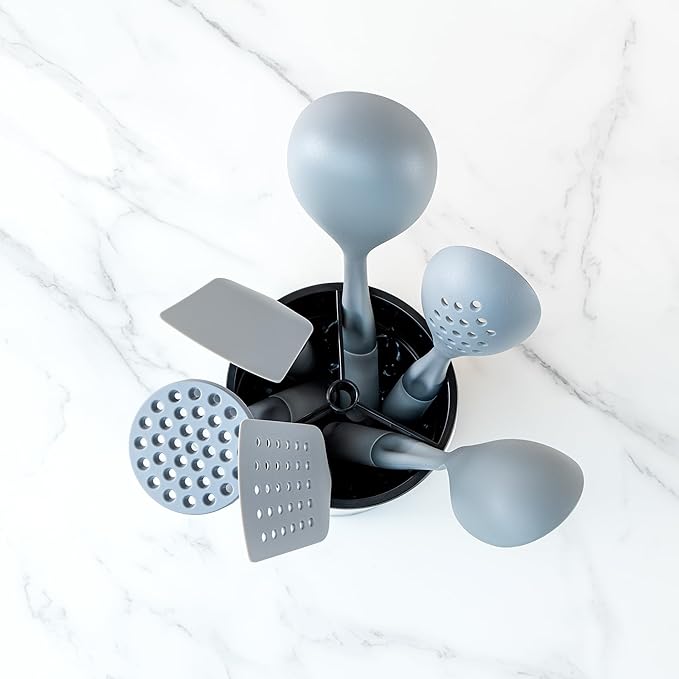 Restaurantware Stainless Steel Utensil Holder 1 Count 6.2 x 6.2 x 7.9 Inches Durable Cutlery Storage Flatware Organizer Rust-Resistant Sink Caddy Silver Kitchenware Holder